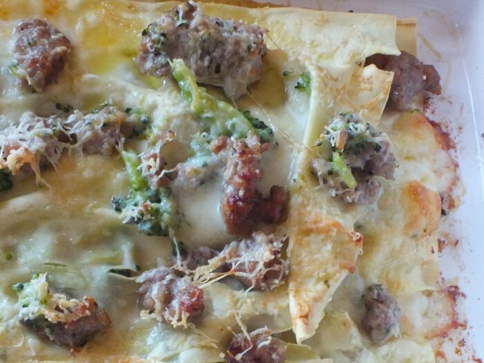 Lasagnetta broccoli e salsiccia al curry