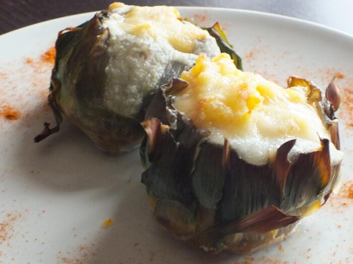 Carciofi ripieni patate e mozzarella