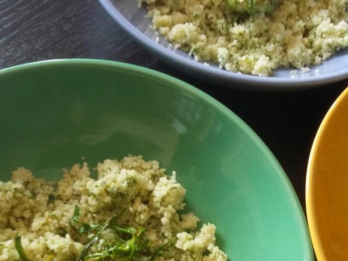 Cous Cous con pesto di rucola e zucchina fritta